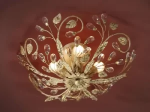 Image of Verdi 4 Light Crystal Flush Ceiling Light White, gold, E14