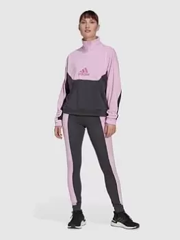 Image of adidas Half Zip & Legging Tracksuit - Pink, Dark Grey Size XS Women
