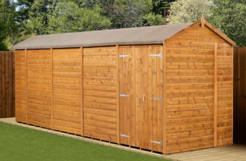Image of Empire Sheds Empire Modular Apex 6X18 Dipped Treated Tongue And Groove Wooden Garden Shed Double Door (6' X 18' / 6ft X 18ft) (6X18)