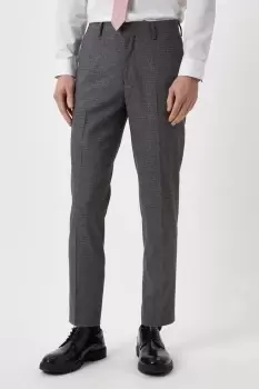 Image of Mens Skinny Grey Texture Grid Check Suit Trousers