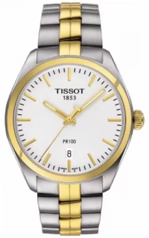 Image of Tissot Mens PR100 Stainless Steel Gold Plated Bracelet Date Watch