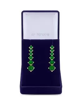 Image of Jon Richard Gold Plated Cubic Zirconia Emerald Tennis Earrings - Gift Boxed, Gold, Women