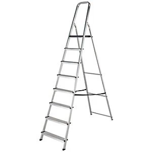 Image of Werner High Handrail 8 Tread Aluminium Stepladder