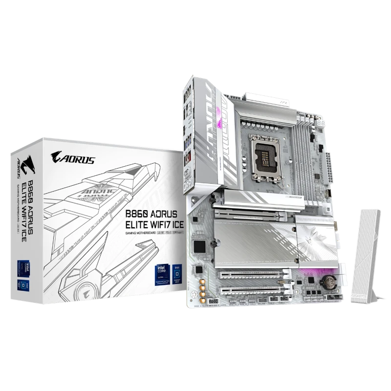 Image of Gigabyte B860 AORUS ELITE WIFI7 ICE Intel Core Ultra LGA 1851 DDR5 ATX Motherboard