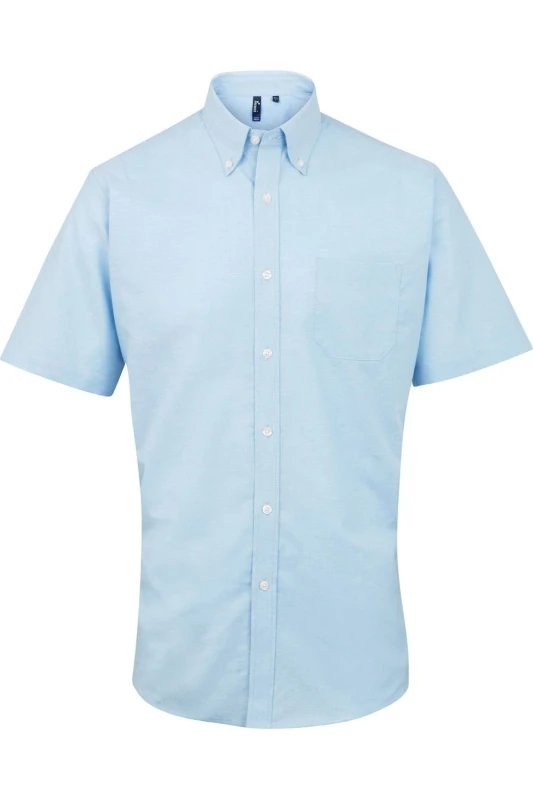 Image of Premier Premier Men Signature Oxford Short Sleeve Work Shirt in Light Blue Light Blue One Size Male 5054171153541