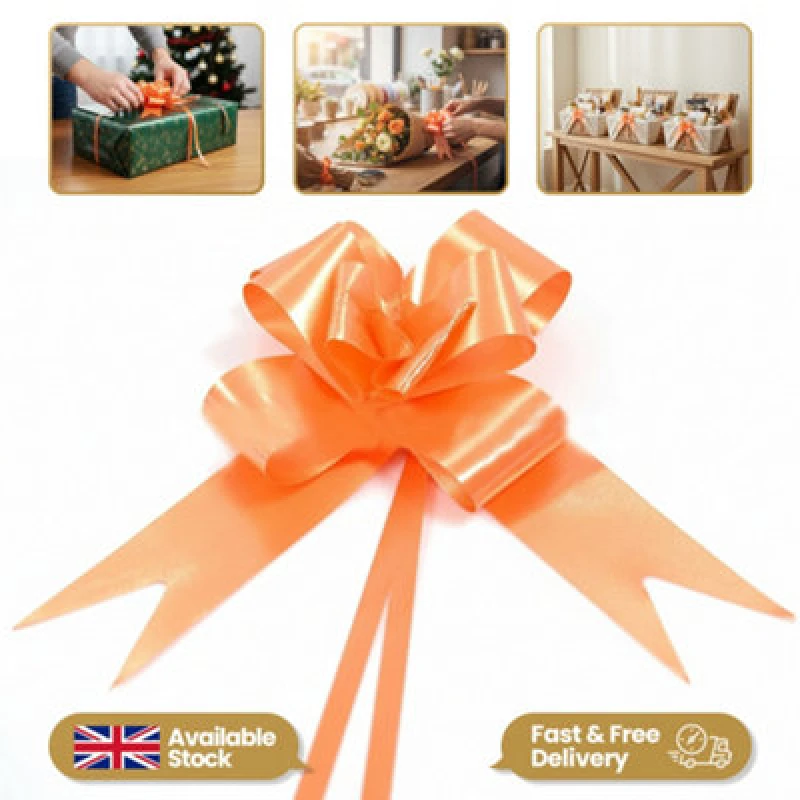 Image of Shatchi Large 30mm/3cm Ribbon Pull Bows Orange for All Occation Decoration , 10PK Orange unisex