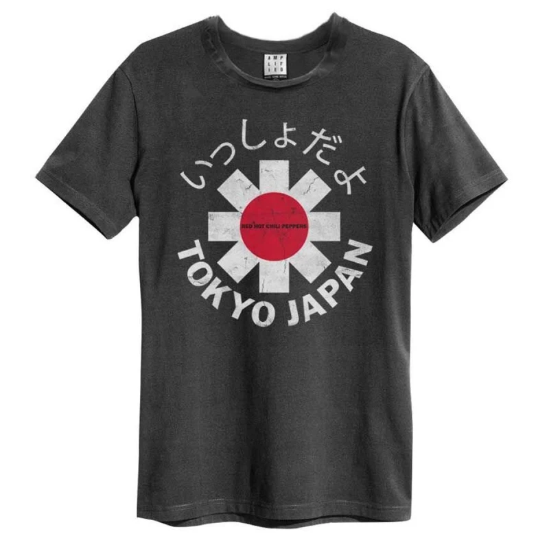 Image of Amplified Amplified Men Tokyo Japan Red Hot Chili Peppers T-Shirt in Charcoal Size: Small Charcoal S Male 5063470710874
