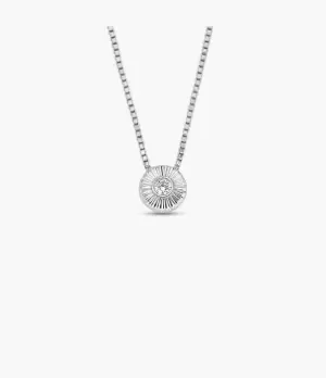 Image of Fossil Women Sterling Silver Texture Circle Pendant Necklace