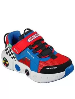 Image of Skechers Boys Gametronix Gore And Strap Trainer, Blue, Size 12 Younger