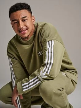 Image of adidas Originals Lock Up Crew Sweat Top - Khaki, Size L, Men