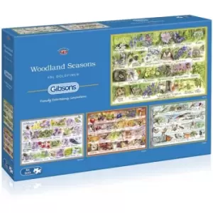 Image of Gibsons Woodland Seasons 4 x 500 Piece Jigsaw Puzzle Collection