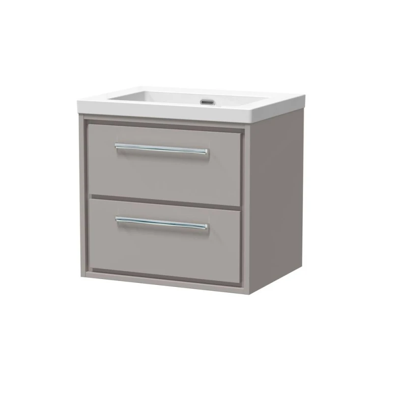 Image of Balterley Bathroom 2 Soft Close Drawer Wall Hung Fireclay Basin, Grey, 600mm in Grey Grey Unisex