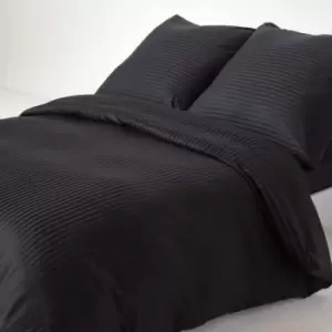 Image of Black Continental Egyptian Cotton Duvet Cover Set 330 Thread Count, 240 x 220cm - Black - Black - Homescapes