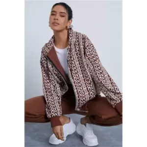 Image of I Saw It First Chocolate Love Monogram Oversized Zip Through Hoodie - Brown