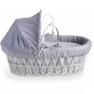Image of Cotton Dream White Wicker Moses Basket - Grey - Grey - Clair De Lune