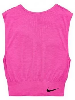 Image of Nike Older Girls Seamless Reversible Training T-Shirt - Pink, Size XL, 15-16 Years, Women