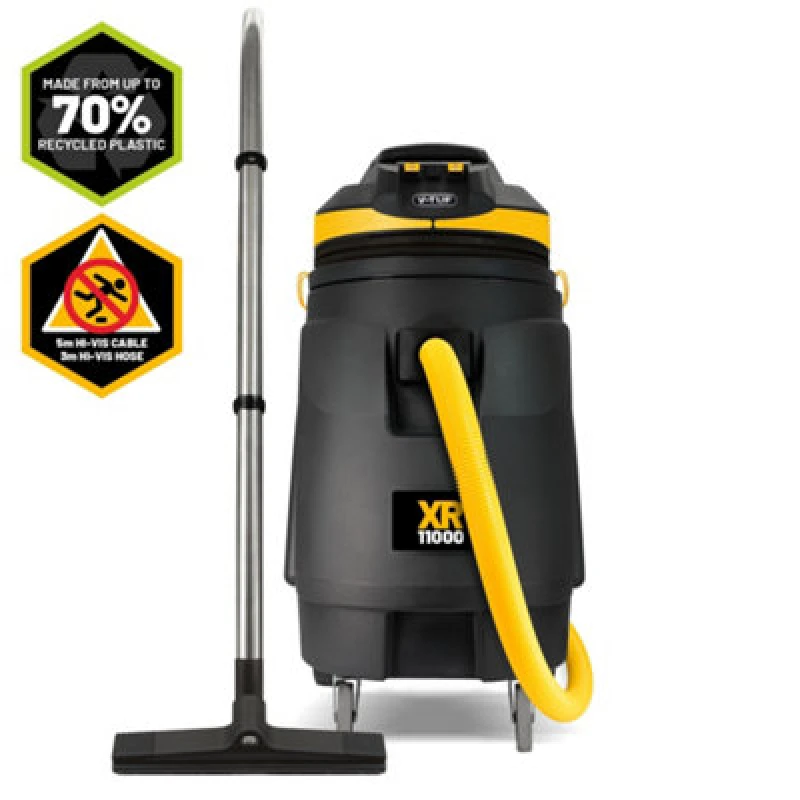 Image of V-Tuf Xr11000 240V 110L 3300W High Performance Wet & Dry Industrial Vacuum Cleaner - Made From 70% Recycled Plastic