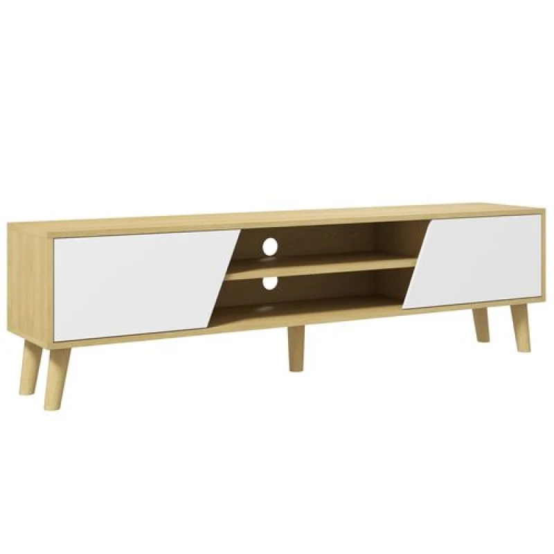 Image of HOMCOM TV Unit Cabinet for TVs up to 65" - TV Stand with Shelves - Oak TJ Hughes 5056725586980