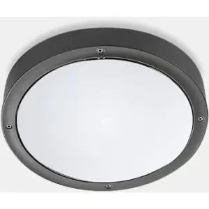 Image of Leds-C4 Basic - Outdoor LED Round Flush Ceiling Light Basic Aluminium Grey 26cm 1488lm 4000K IP65