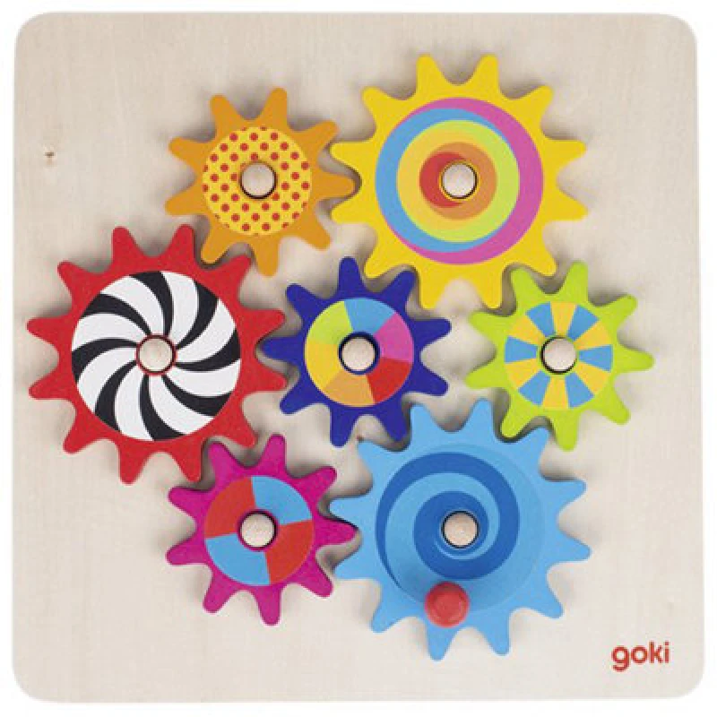 Image of Goki Wooden Cogwheel Game Learning Resource Motor Skills Childrens Toy