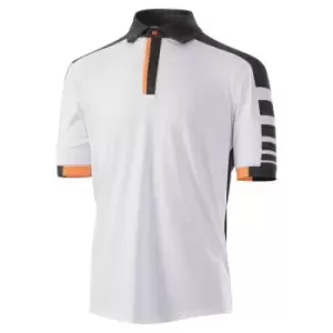 Image of ISLAND GREEN PANELLED POLO SHIRT WHITE/CHARCOAL Large