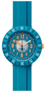 Image of Flik Flak TEAL MY MIND Blue Silicone Strap Blue Dial Watch