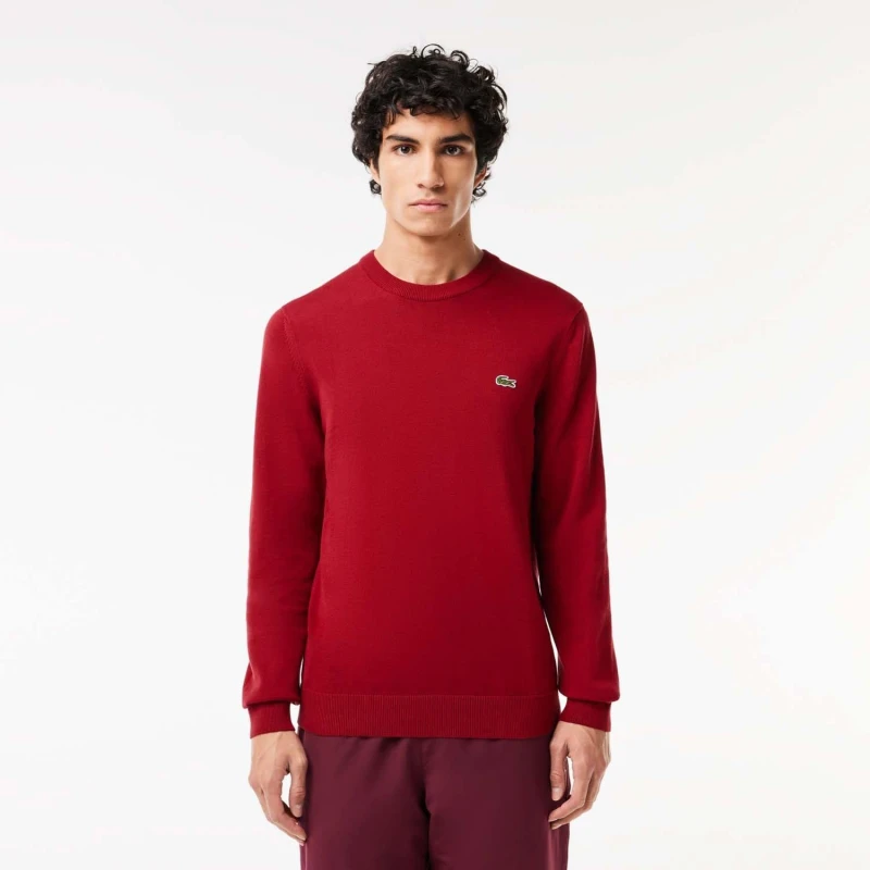 Image of Lacoste Monochrome Cotton Crewneck Sweatshirt - Orange Orange XS