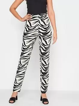 Image of Long Tall Sally Zebra Hazel Slim Leg Trouser 36", White, Size 18, Women