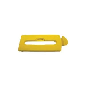 Image of Slim Jim Recycling Station Bin Paper Slot Lid Yellow