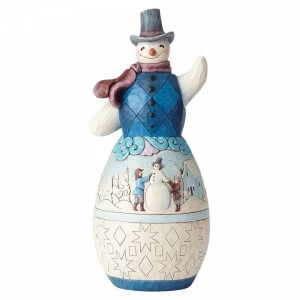 Image of Snowman with Winter Scene Statue