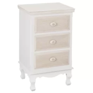 Image of Jule White 3 Drawer Bedside Table White/Natural