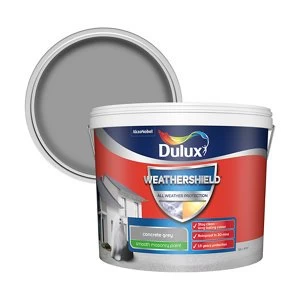 Image of Dulux Weathershield Smooth Masonry Paint Concrete Grey 10L