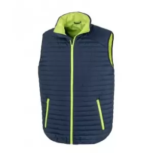 Image of Result Adults Unisex Thermoquilt Gilet (S) (Navy/Lime Green)
