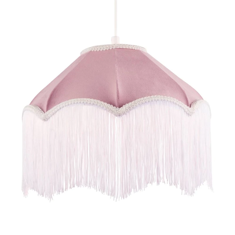 Image of Happy Homewares Classic Chic Victorian Shape Pendant Light Shade in Blush Pink Velvet Pink Unisex