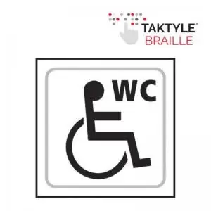 Image of Disabled WC Graphic&rsquo; Sign; Self Adhesive Taktyle; White