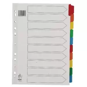 Image of A4 Mylar Divider 10-Part White with Multi-Colour Tabs WX01526 WX01526
