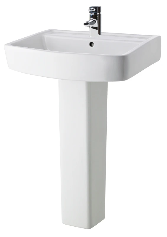 Image of Balterley Square 1 Tap Hole Basin and Full Pedestal 600 x 810 x 460mm White
