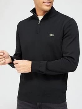 Image of Lacoste Half Zip Knit Jumper - Black, Size 3XL, Men