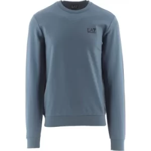 Image of EA7 China Blue Fundamental Sporty Crew Neck Sweatshirt