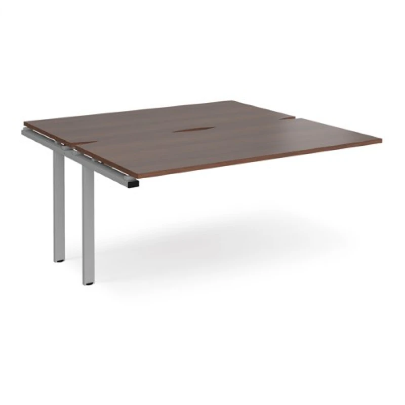 Image of Adapt Bench Desk Add On 2 Person Rectangular Desks 1600mm Walnut Tops With Silver Frames 1600mm Depth Adapt Walnut E1616-AB-S-W