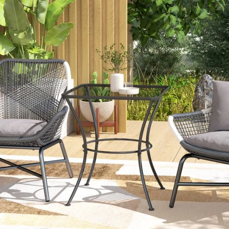 Image of Outsunny 60cm Square Metal table Outdoor Bistro Table Coffee Desk, Black Black