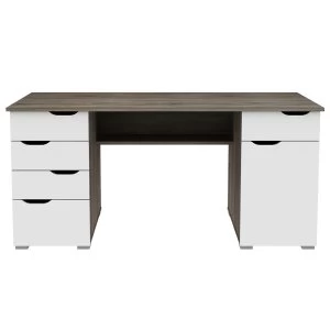 Image of Alphason Kentucky Dark Oak Effect Desk with White Gloss Drawer Fronts