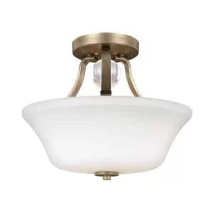 Image of Evington 2 Light Semi Flush Ceiling Light Gold, E27