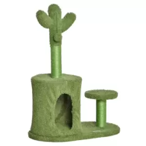 Image of Pawhut Cat Tree Cactus Shape W/ Scratching Post & Ball Kitten Toy - Green