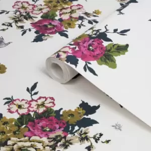 Image of Joules Creme Cambridge Floral Smooth Wallpaper
