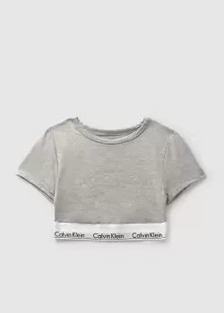 Image of Calvin Klein Womens Modern Cotton T-Shirt Bralette In Grey Heather