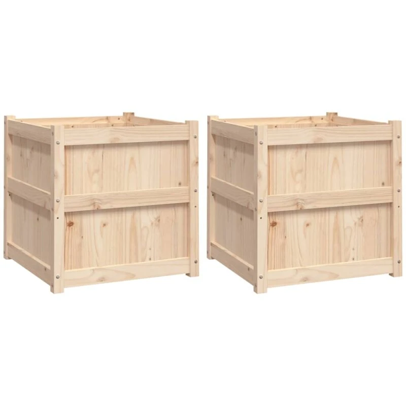 Image of vidaXL Garden Planters 2 pcs Solid Wood Pine, Brown 837425