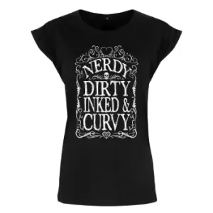 Image of Grindstore Ladies/Womens Nerdy Dirty Inked & Curvy Premium T-Shirt (3XL) (Black)