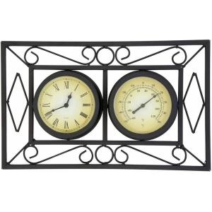 Image of Charles Bentley Wall Frame Clock And Thermometer Black - Garden & Outdoor