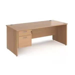 Image of Office Desk Rectangular Desk 1800mm With Pedestal Beech Top And Panel End Leg 800mm Depth Maestro 25 MP18P2B